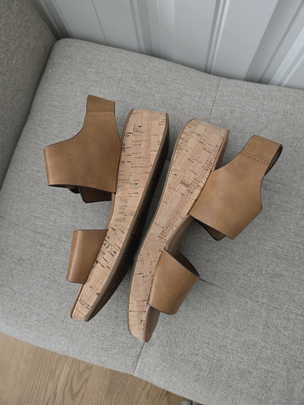 Comfort Cork Wedge Sandals in Tan with Decorative Buckle - Picture 6 of 9